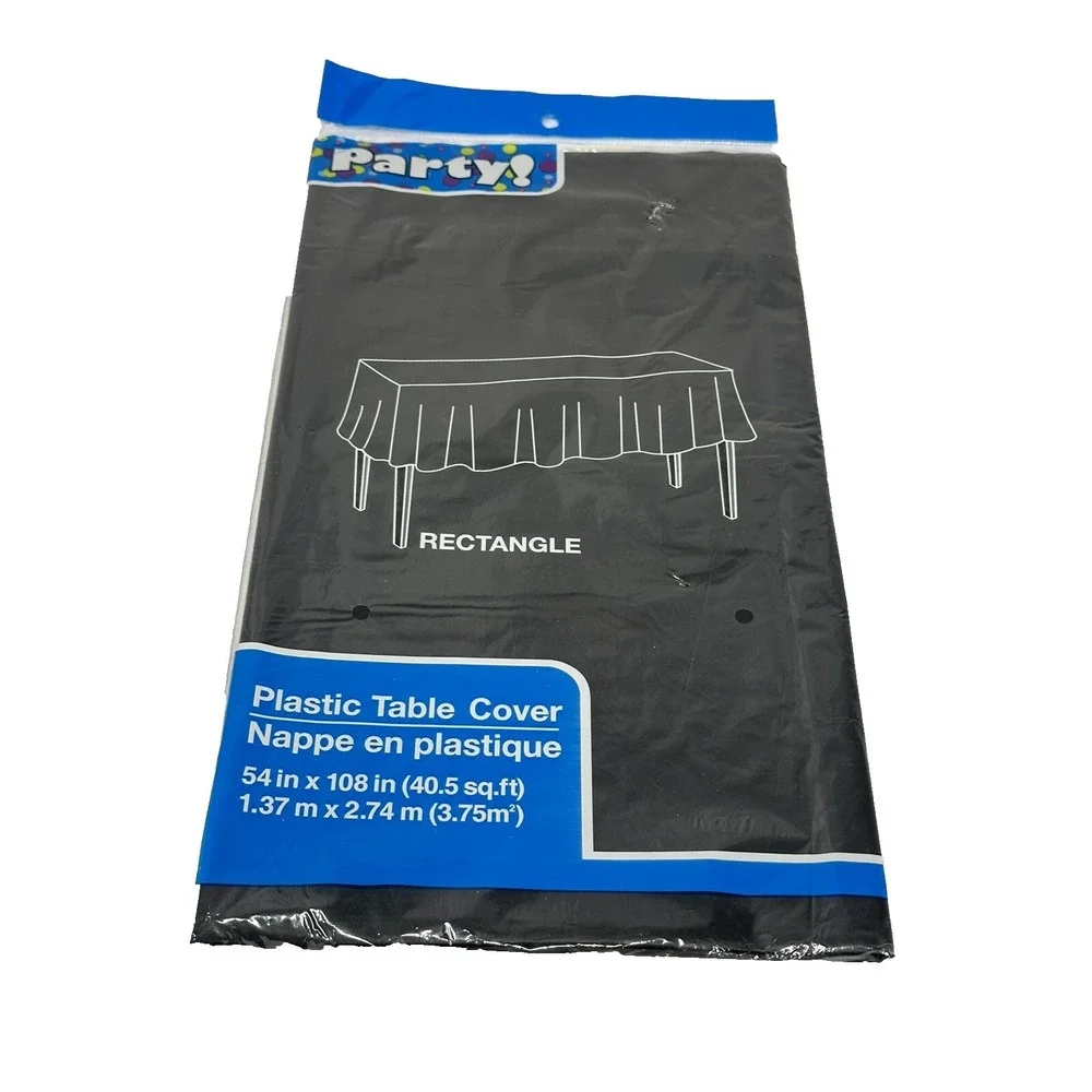 PARTY plastic table cover 54 X 108 INCHES rectangle BLACK